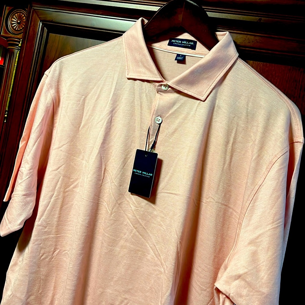 Brand New Peter Millar Crown Crafted Pink Salmon Classic Tennis 🎾 Golf ⛳️ Polo
